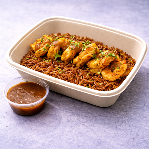 Prawns sayadieh with tamarind sauce